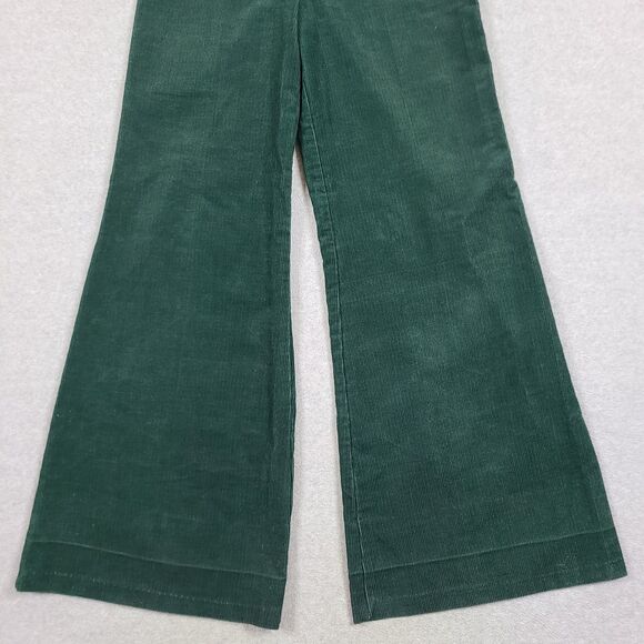 Vtg 70s Womens Sears JR. Bazaar Corduroy Bell Bottom Flare Green Pants Sz 26x31 - Picture 3 of 13